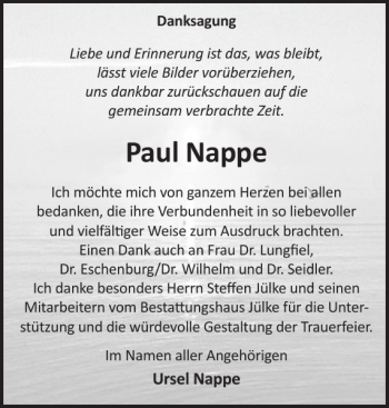 Traueranzeigen Von Paul Nappe Trauer Nordkurier