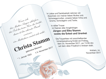 Traueranzeigen Von Christa Stamm Trauer Nordkurier