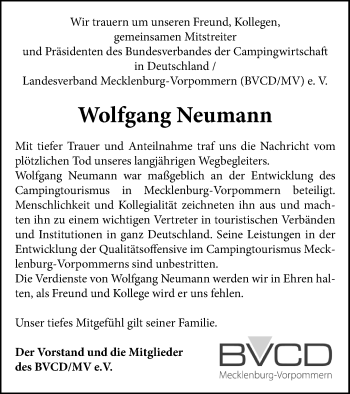 Traueranzeigen Von Wolfgang Neumann Trauer Nordkurier