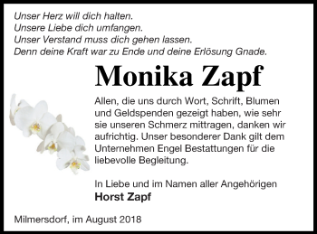 Traueranzeigen Von Monika Zapf Trauer Nordkurier