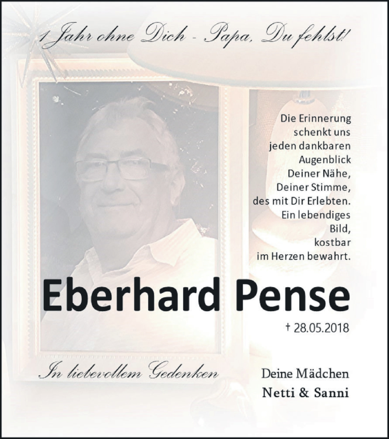  Traueranzeige für Eberhard Pense vom 28.05.2019 aus Vorpommern Kurier
