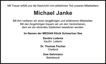 Traueranzeigen Von Michael Janke Trauer Nordkurier