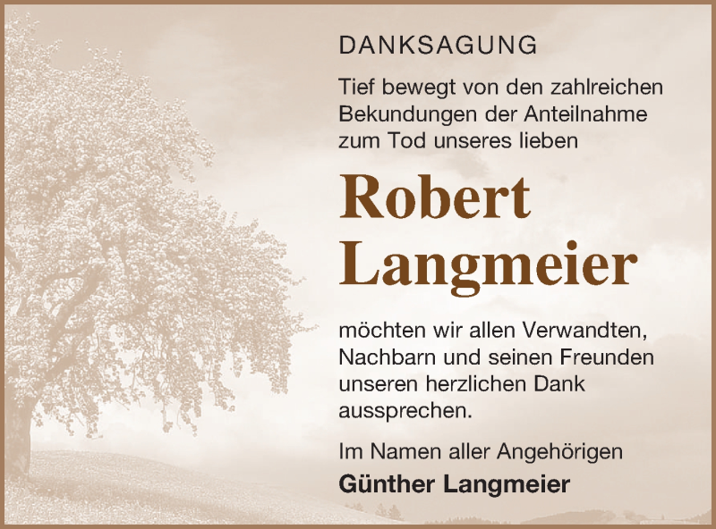  Traueranzeige für Robert Langmeier vom 25.06.2019 aus Mecklenburger Schweiz