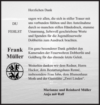 Traueranzeigen Von Frank M Ller Trauer Nordkurier