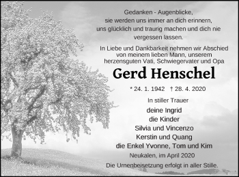 Traueranzeigen Von Gerd Henschel Trauer Nordkurier