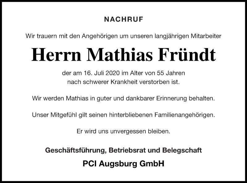  Traueranzeige für Mathias Fründt vom 15.08.2020 aus Mecklenburger Schweiz