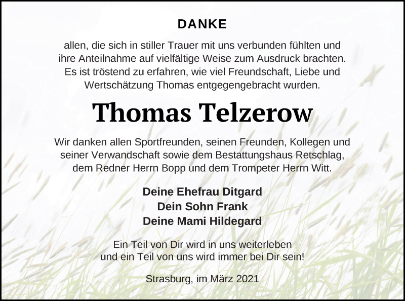  Traueranzeige für Thomas Telzerow vom 20.03.2021 aus Neubrandenburger Zeitung