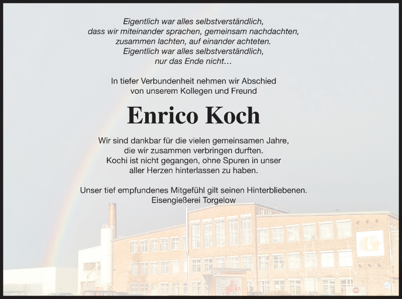  Traueranzeige für Enrico Koch vom 07.07.2021 aus Haff-Zeitung