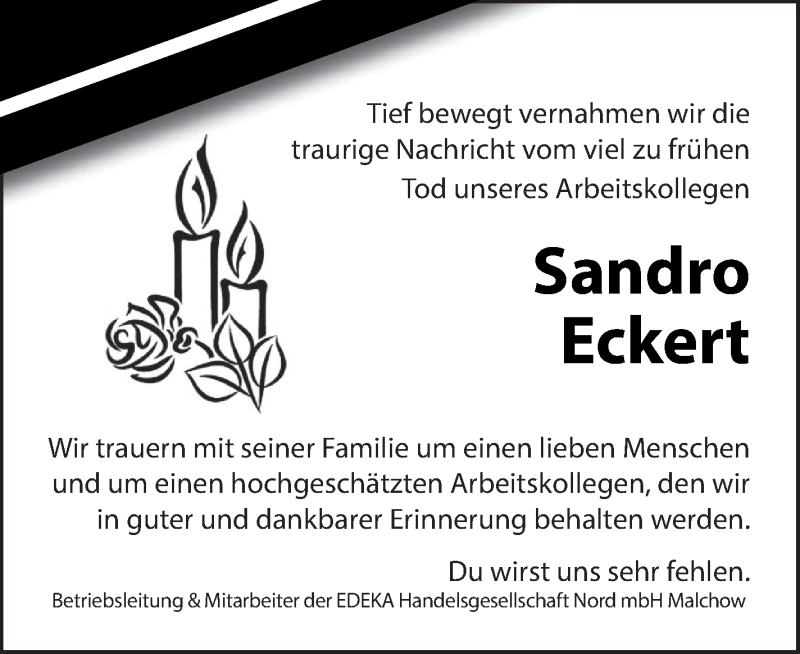  Traueranzeige für Sandro Eckert vom 22.01.2022 aus Müritz-Zeitung