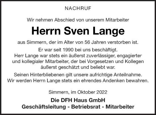 Traueranzeigen Von Sven Lange Trauer Nordkurier