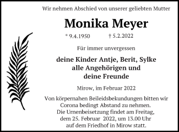 Traueranzeigen Von Monika Meyer Trauer Nordkurier