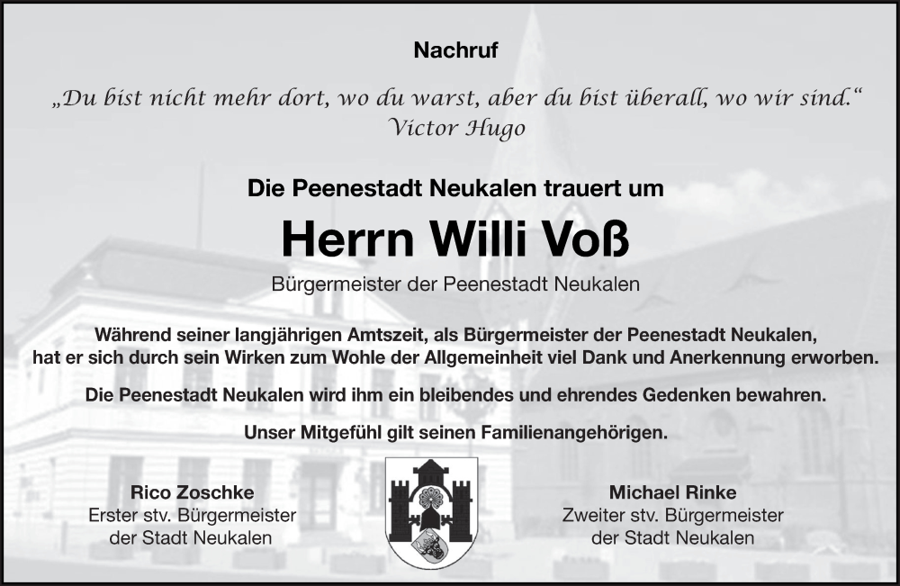  Traueranzeige für Willi Voß vom 05.07.2022 aus Mecklenburger Schweiz