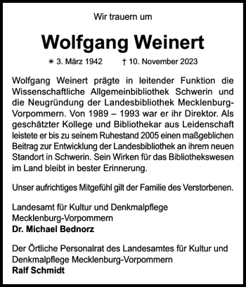 Traueranzeigen Von Wolfgang Weinert Trauer Nordkurier