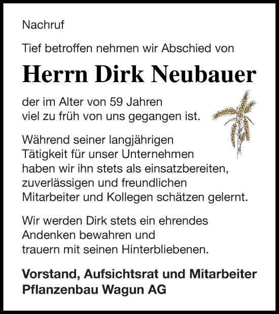 Traueranzeigen Von Dirk Neubauer Trauer Nordkurier