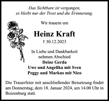 Traueranzeigen Von Heinz Kraft Trauer Nordkurier