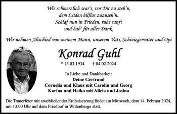 Traueranzeigen Von Konrad Guhl Trauer Nordkurier