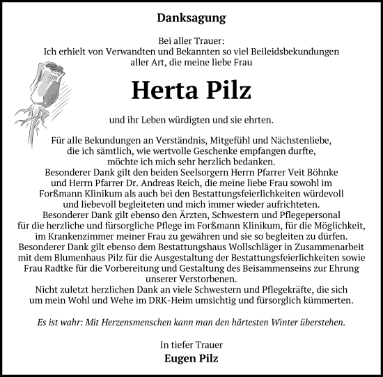Traueranzeige von Herta Pilz von Uckermark Kurier Templiner Zeitung