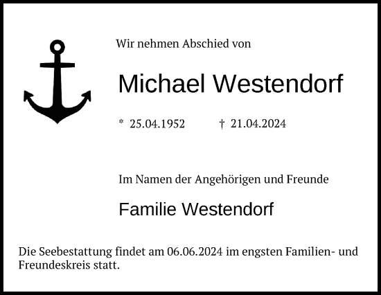 Traueranzeigen Von Michael Westendorf Trauer Nordkurier