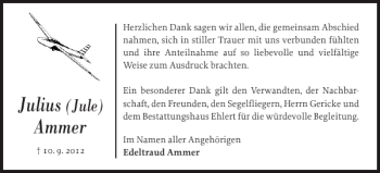 Traueranzeige von Julius Ammer von Güstrower Anzeiger