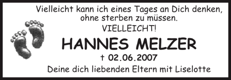  Traueranzeige für HANNES MELZER vom 02.06.2012 aus Zeitung für die Landeshauptstadt