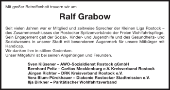 Traueranzeige von Ralf Grabow von Norddeutsche Neueste Nachrichten