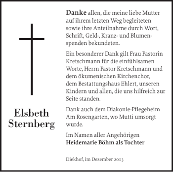 Traueranzeige von Elsbeth Sternberg von Güstrower Anzeiger