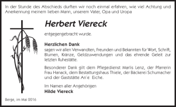 Traueranzeige von Herbert Viereck von Der Prignitzer