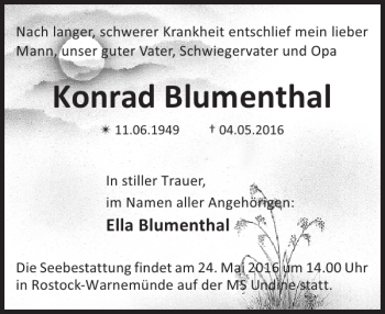 Traueranzeige von Konrad Blumenthal von Norddeutsche Neueste Nachrichten