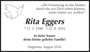 Traueranzeigen Von Rita Eggers 