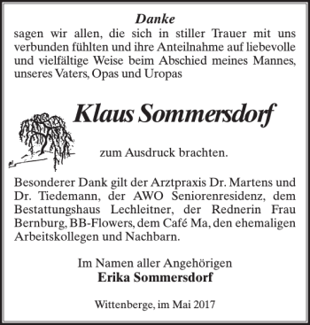 Traueranzeige von Klaus Sommersdorf von Der Prignitzer