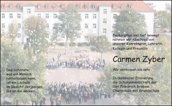 Traueranzeige von Carmen Zyber von Prenzlauer Zeitung