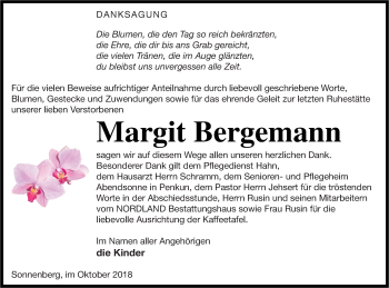 Traueranzeige von Margit Bergemann von Pasewalker Zeitung