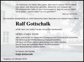 Traueranzeige von Ralf Gottschalk von Haff-Zeitung