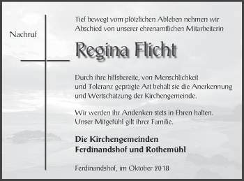 Traueranzeige von Regina Flicht von Haff-Zeitung