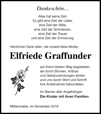 Traueranzeige von Elfriede Graffunder von Templiner Zeitung