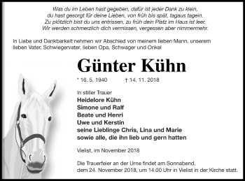 Traueranzeige von Günter Kühn von Müritz-Zeitung