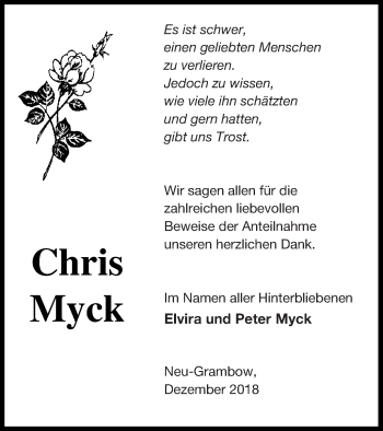 Traueranzeige von Chris Myck von Pasewalker Zeitung