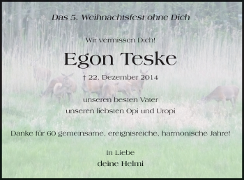Traueranzeige von Egon Teske von Müritz-Zeitung