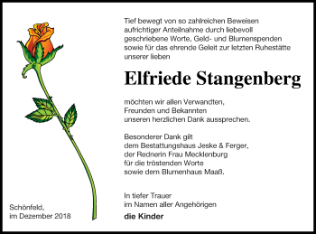 Traueranzeige von Elfriede Stangenberg von Prenzlauer Zeitung