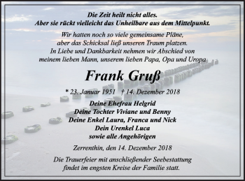 Traueranzeige von Frank Gruß von Pasewalker Zeitung