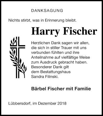 Traueranzeige von Harry Fischer von Neubrandenburger Zeitung