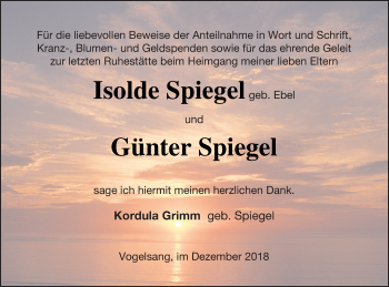 Traueranzeige von Isolde Spiegel von Haff-Zeitung
