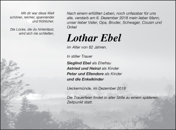 Traueranzeige von Lothar Ebel von Haff-Zeitung
