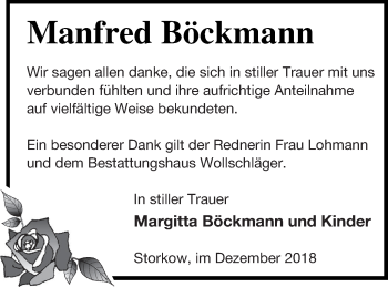 Traueranzeige von Manfred Böckmann von Templiner Zeitung