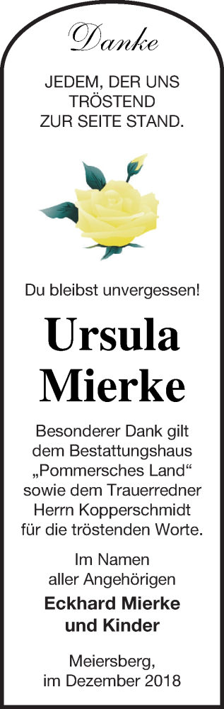 Traueranzeige von Ursula Mierke von Haff-Zeitung