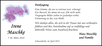 Traueranzeige von der und so und Weise von Hagenower Kreisblatt