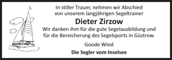 Traueranzeige von Dieter Zirzow von Güstrower Anzeiger