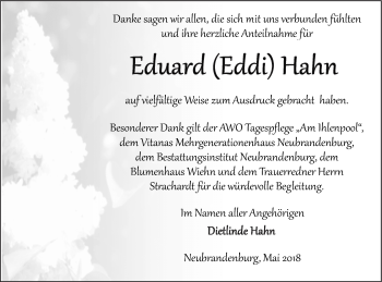 Traueranzeige von Eduard Hahn von Neubrandenburger Zeitung