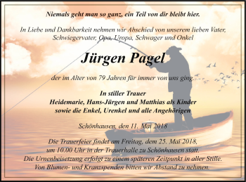 Traueranzeige von Jürgen Pagel von Pasewalker Zeitung