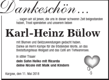 Traueranzeige von Karl-Heinz Bülow von Müritz-Zeitung